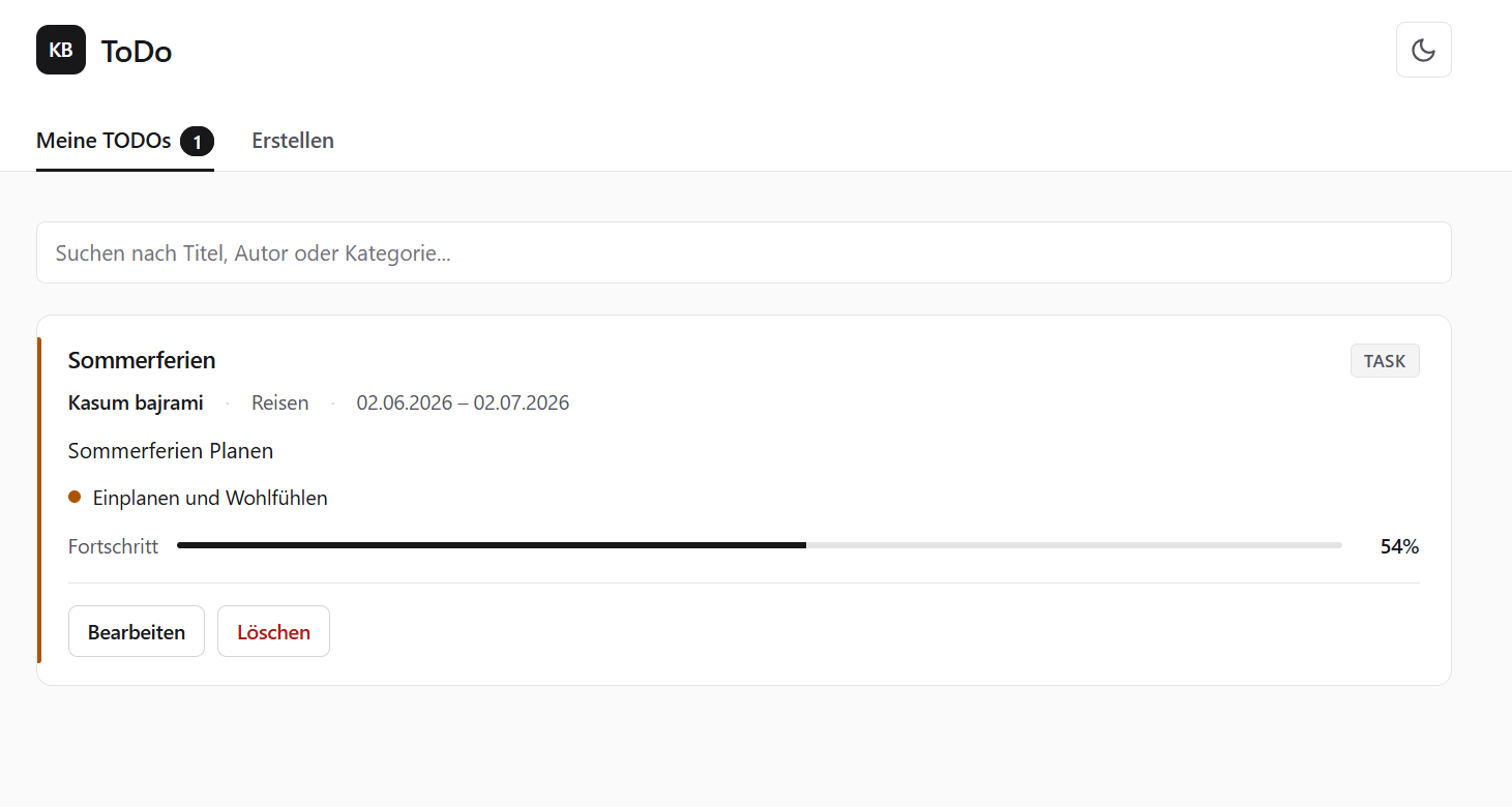 Screenshot der KB-ToDo-App