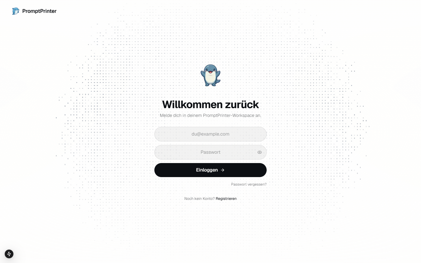 Login-Seite mit Dot-Matrix-Hintergrund