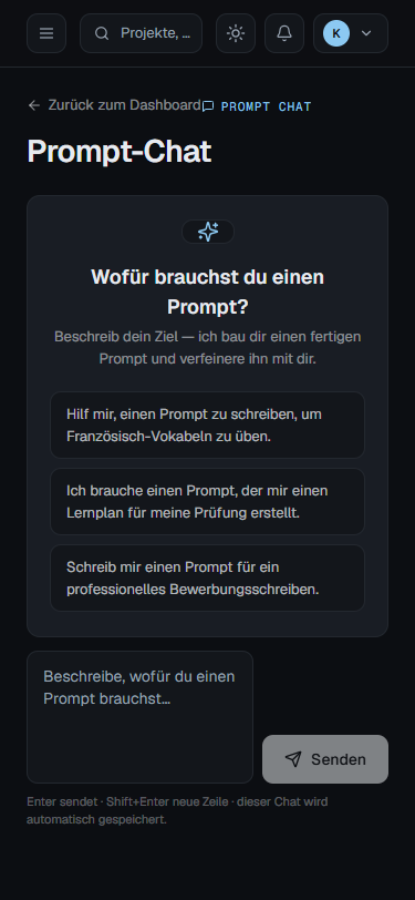 Prompt-Chat auf dem Smartphone